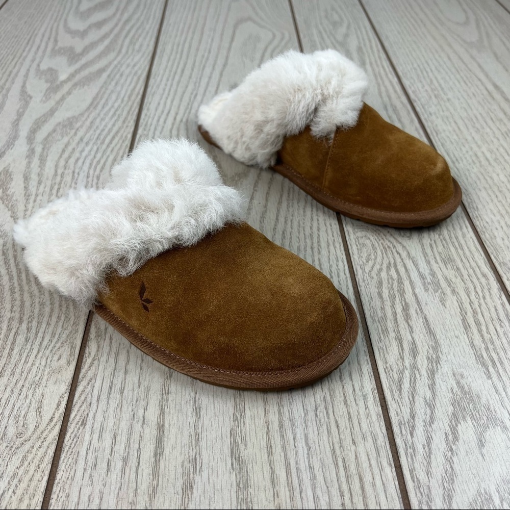 Koolaburra by UGG Milo Scuff Furry Slide on Slipper Shoe US6 Chestnut $60